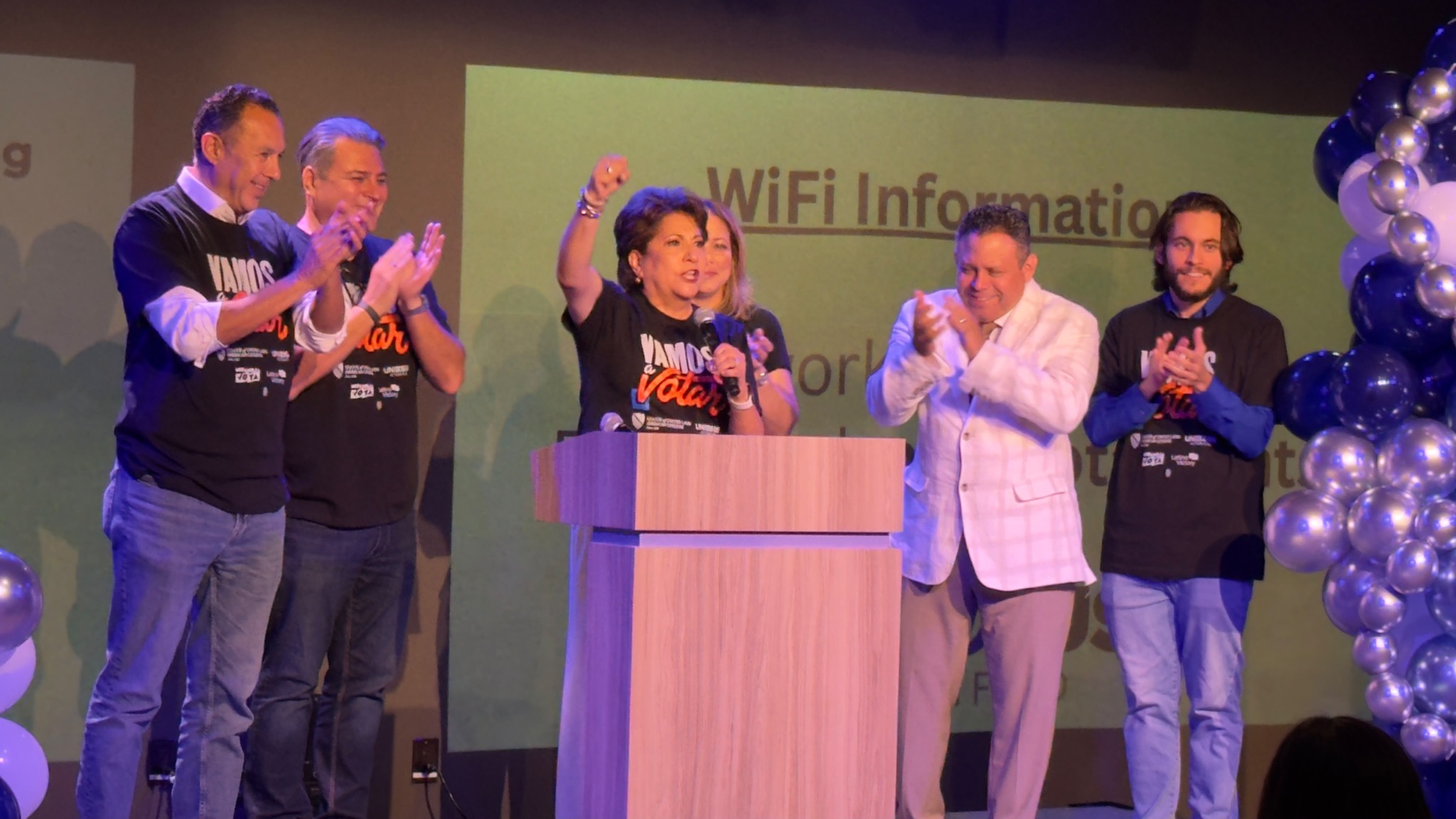 Coalition leaders on stage at the Vamos a Votar launch
