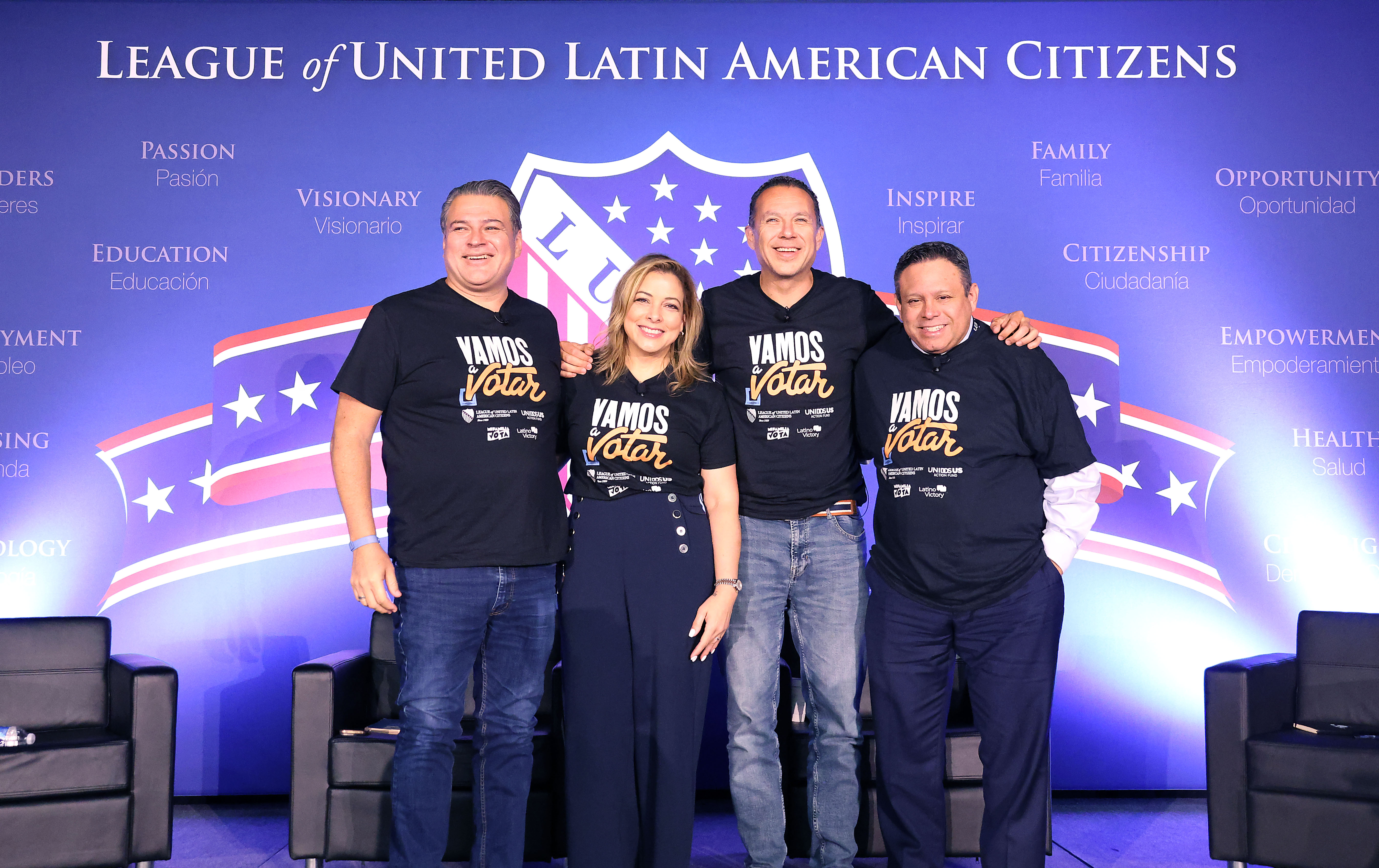 The four coalition leaders together on stage at the LULAC National Convention